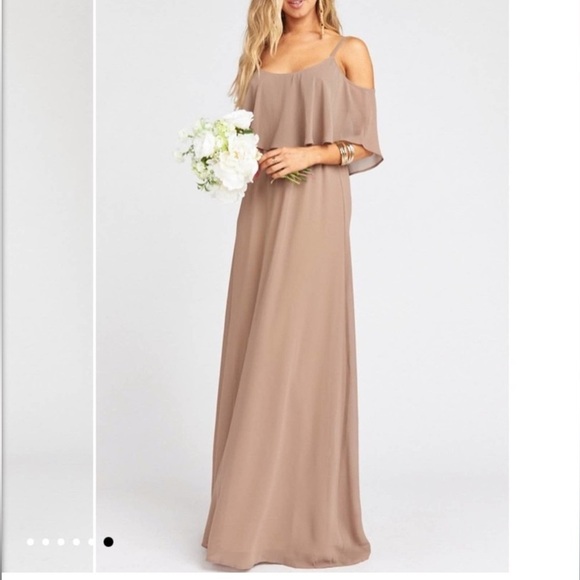 NWT Show Me Your MuMu Caitlin Ruffle Maxi 'ME The Ring Crisp' Beige XXS - Picture 11 of 11